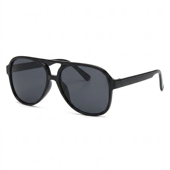 Generic Accessories - Classic Black On Black Aviator Sunglasses | Oversized Retro Navigator Frames